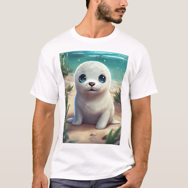 Camiseta Escarcha de foca juguetona en las olas - playa (Anverso)