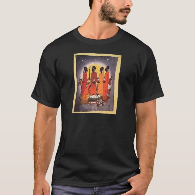Camiseta Escena africana de la natividad del navidad (Anverso)