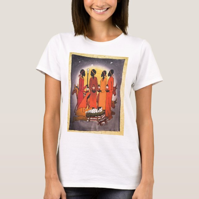 Camiseta Escena africana de la natividad del navidad (Anverso)