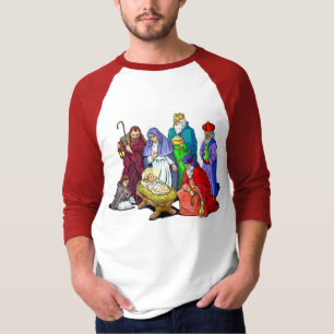 Camiseta Escena colorida de la natividad del navidad