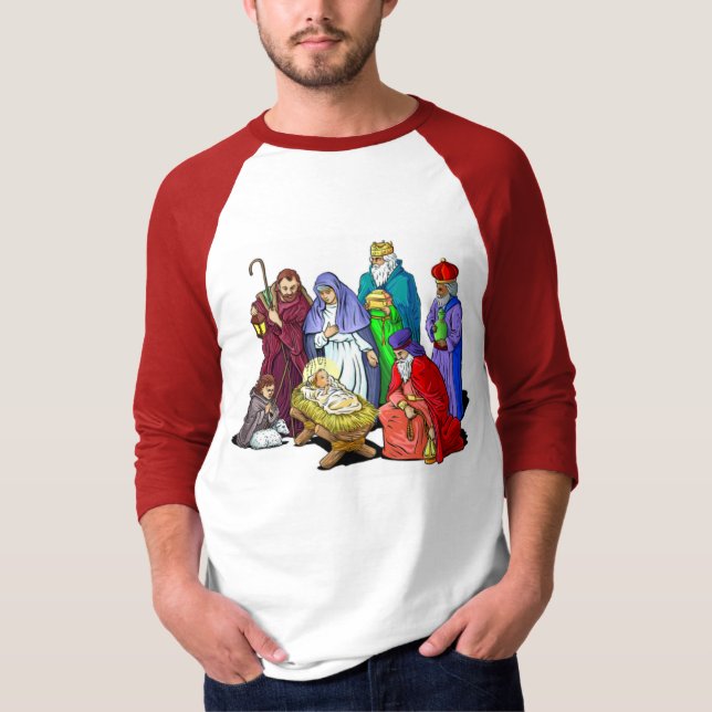 Camiseta Escena colorida de la natividad del navidad (Anverso)