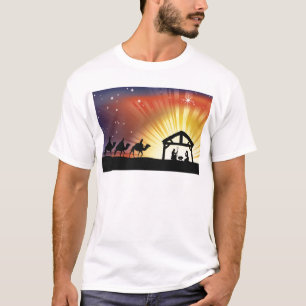 Camiseta Escena cristiana de la natividad del navidad