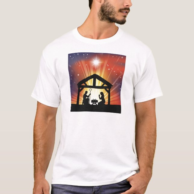 Camiseta Escena cristiana tradicional de la natividad del (Anverso)