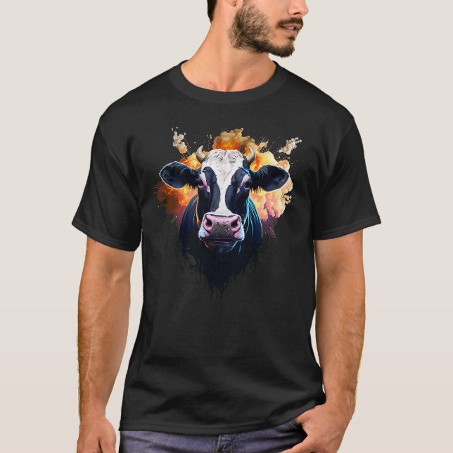 Camiseta Escena de acción genial de vaca con explosión  Gra (Anverso)