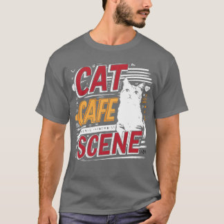 Camiseta Escena de amigos en cafetería de gatos