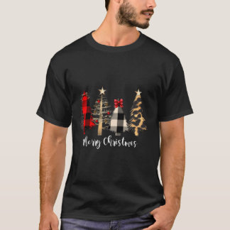 Camiseta Escena de árboles de navidad cubiertos de rojo