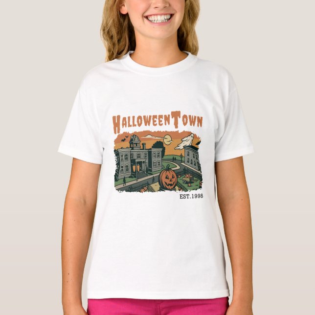 Camiseta Escena de atardecer espeluznante de Halloweentown  (Anverso)