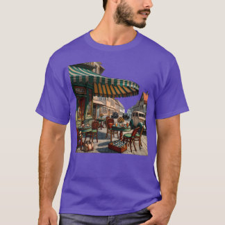 Camiseta Escena de café europeo vintage con amigos