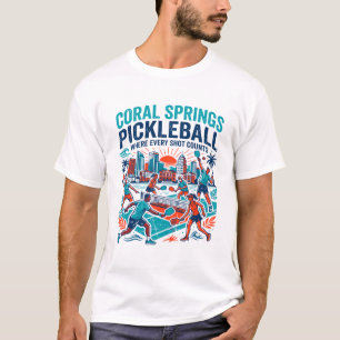Camiseta Escena de cancha de pickleball en Coral Springs Fl
