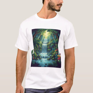Camiseta Escena de Cascada en Paraíso Tropical – Ultra Deta