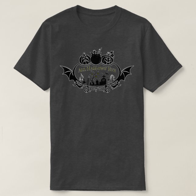 Camiseta Escena De Cementerio Ahogada Con Cauldro De Jackol (Diseño del anverso)