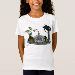 Camiseta Escena de fantasía de dragón lobo y elfo