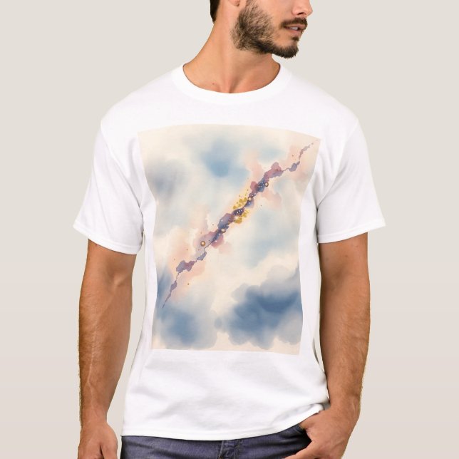 Camiseta Escena de galaxia de cometas acuarelas (Anverso)