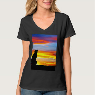 Camiseta Escena de gato al atardecer Escena de gato Gato ne