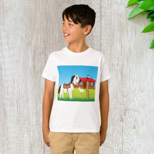 Camiseta Escena de granja personalizado con gato y cabra
