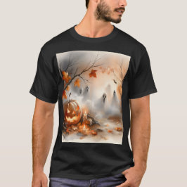 Camiseta Escena de Halloween caprichosa con calabaza y fant
