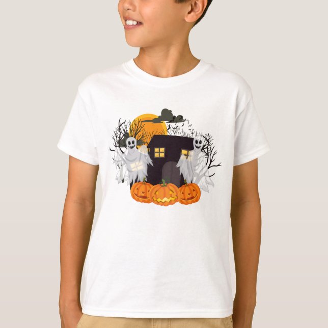 Camiseta Escena de Halloween embrujada (Anverso)
