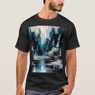 Camiseta Escena de invierno de la ciudad pintada 1006
