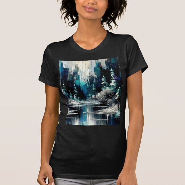 Camiseta Escena de invierno de la ciudad pintada 1006 (Anverso)
