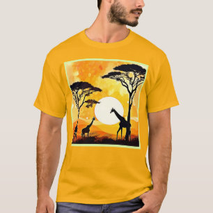 Camiseta Escena de jirafa al atardecer de la sabana african