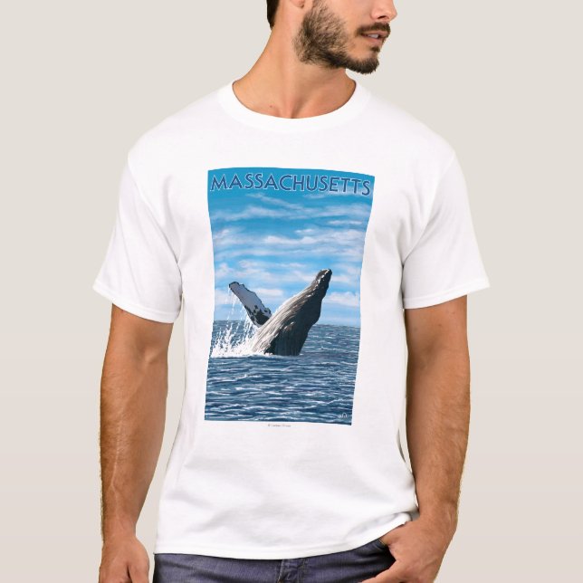 Camiseta Escena de la ballena de MassachusettsHumpback (Anverso)