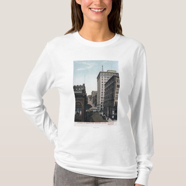 Camiseta Escena de la calle de la cereza con el edificio de (Anverso)