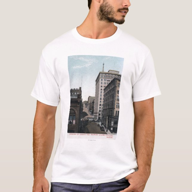 Camiseta Escena de la calle de la cereza con el edificio de (Anverso)