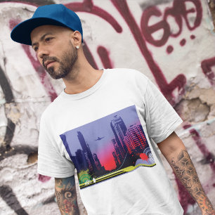 Camiseta Escena De La Ciudad Urbana En El Dusk