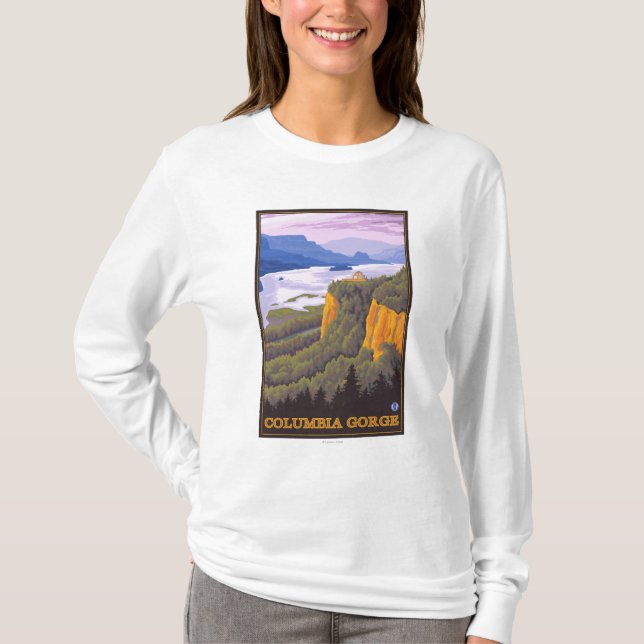Camiseta Escena de la garganta del río Columbia con el (Anverso)