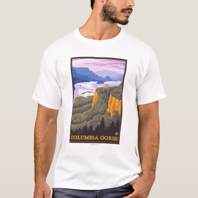 Camiseta Escena de la garganta del río Columbia con el (Anverso)
