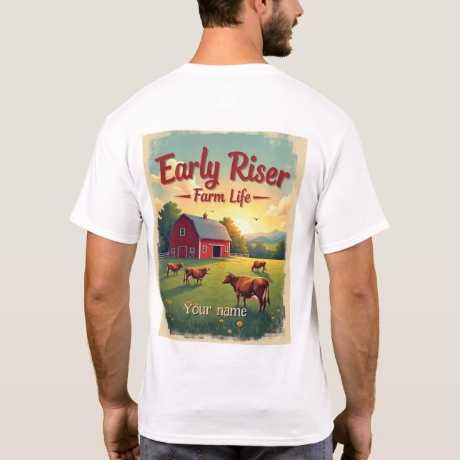 Camiseta Escena de la granja de cría temprana (Reverso)