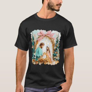 Camiseta Escena de la Natividad Cristiana Pintada con Estil