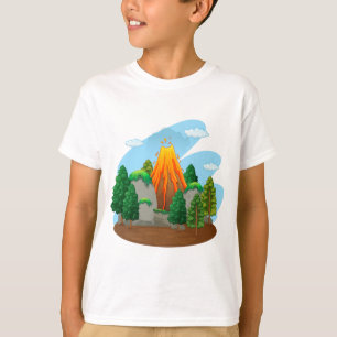 Camiseta Escena de la naturaleza con la erupción del volc