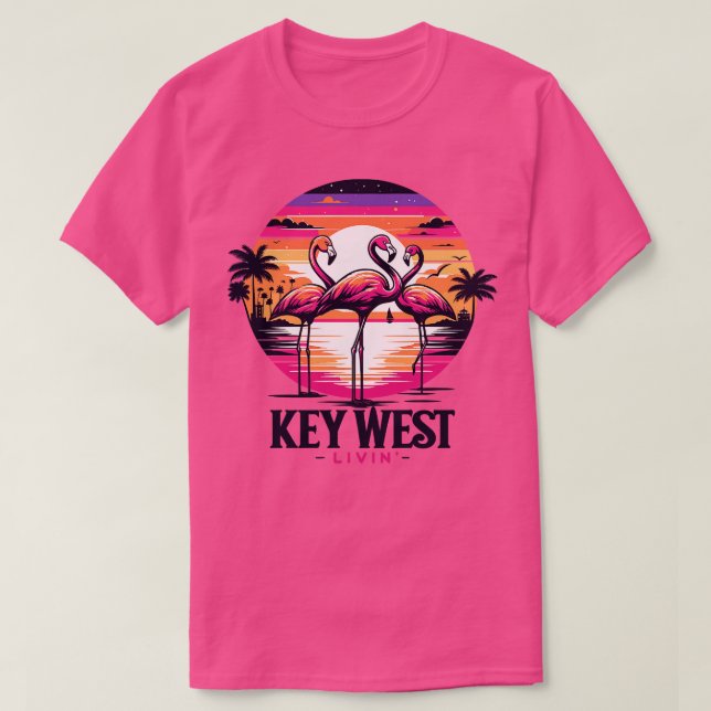 Camiseta Escena De La Noche Del Flamingo Tropical En El Oes (Diseño del anverso)