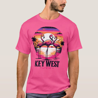 Camiseta Escena De La Noche Del Flamingo Tropical En El Oes