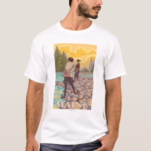 Camiseta Escena de la pesca con mosca de MaineWomen