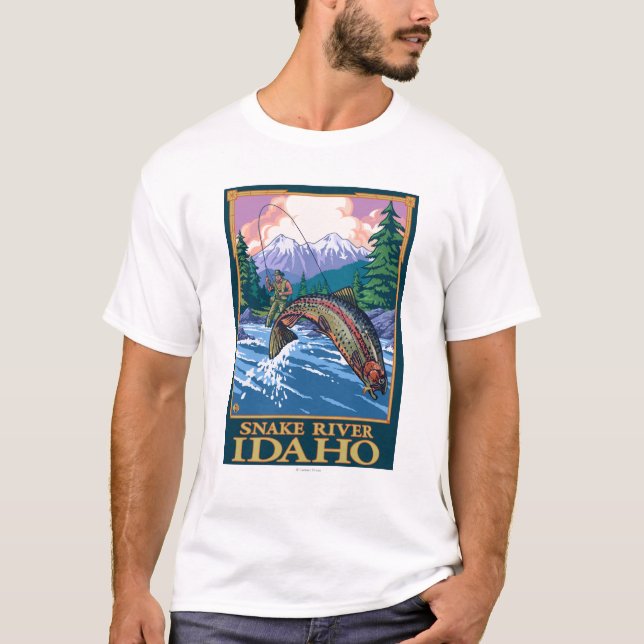 Camiseta Escena de la pesca con mosca - el río Snake, Idaho (Anverso)