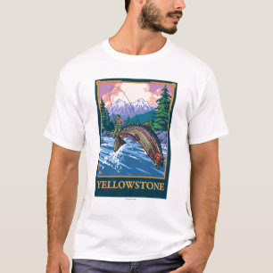 Camiseta Escena de la pesca con mosca - parque nacional de