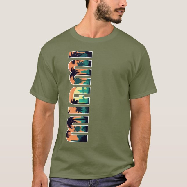 Camiseta Escena de la puesta de sol de los vectores sobre l (Anverso)