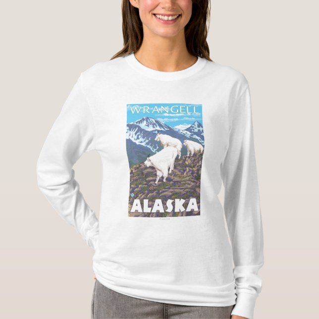 Camiseta Escena de las cabras de montaña - Wrangell, Alaska (Anverso)