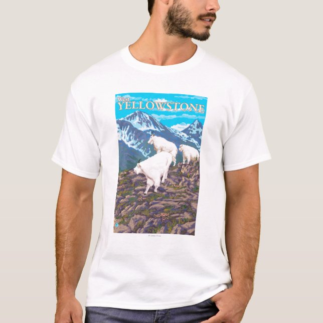 Camiseta Escena de las cabras de montaña - Yellowstone del (Anverso)
