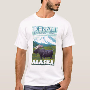 Camiseta Escena de los alces - parque nacional de Denali,