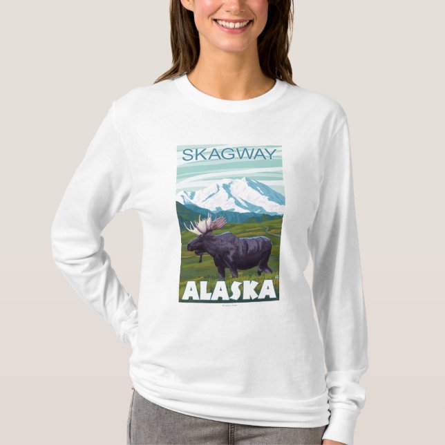 Camiseta Escena de los alces - Skagway, Alaska (Anverso)