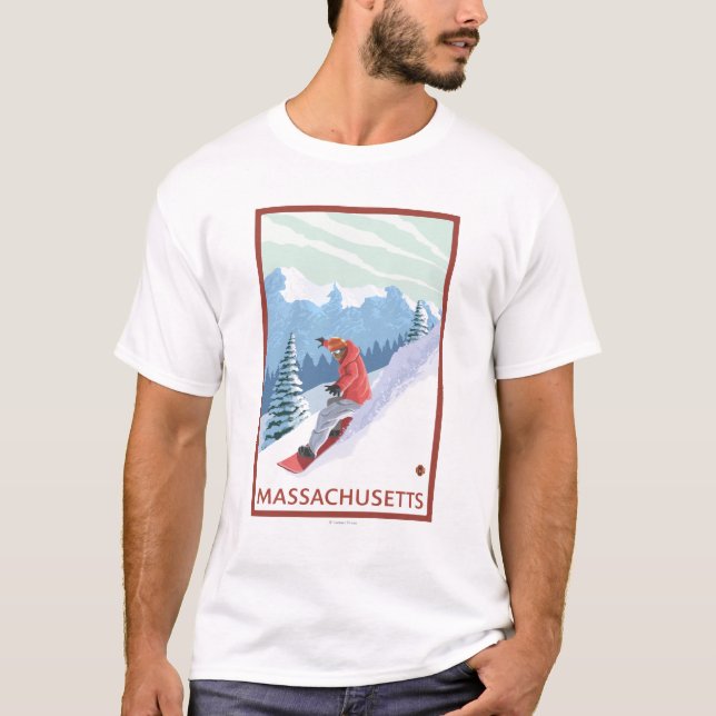 Camiseta Escena de MassachusettsSnowboarder (Anverso)