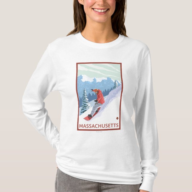 Camiseta Escena de MassachusettsSnowboarder (Anverso)