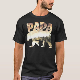 Camiseta Escena de montaña del lago del bosque del oso papá