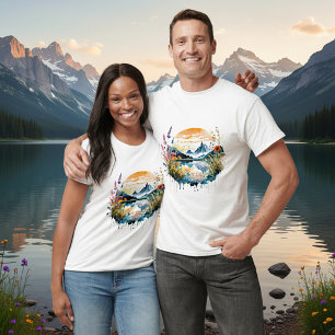 Camiseta Escena de montaña en acuarela