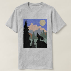 Camiseta Escena de Montaña Lobo Aullador
