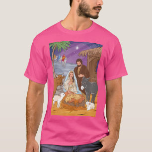 Camiseta Escena De Natividad. Niño Jesús Virgen María Y San