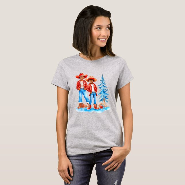 Camiseta Escena de Navidades de invierno de la pareja de le (Anverso completo)
